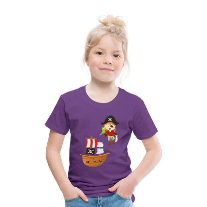 Kinder Premium T-Shirt - Pirat mit Piratenschiff - Lila