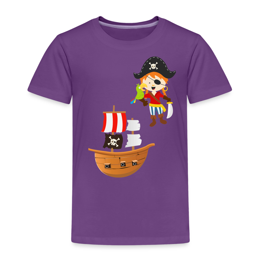 Kinder Premium T-Shirt - Pirat mit Piratenschiff - Lila