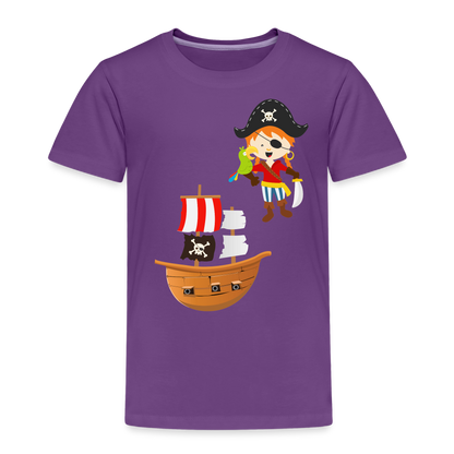 Kinder Premium T-Shirt - Pirat mit Piratenschiff - Lila