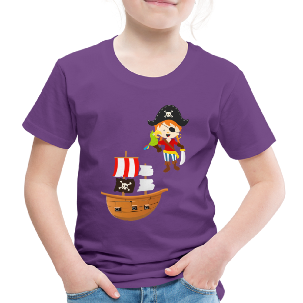 Kinder Premium T-Shirt - Pirat mit Piratenschiff - Lila