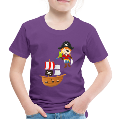 Kinder Premium T-Shirt - Pirat mit Piratenschiff - Lila