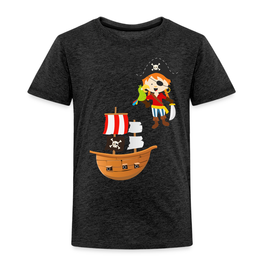 Kinder Premium T-Shirt - Pirat mit Piratenschiff - Anthrazit