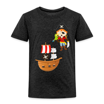 Kinder Premium T-Shirt - Pirat mit Piratenschiff - Anthrazit