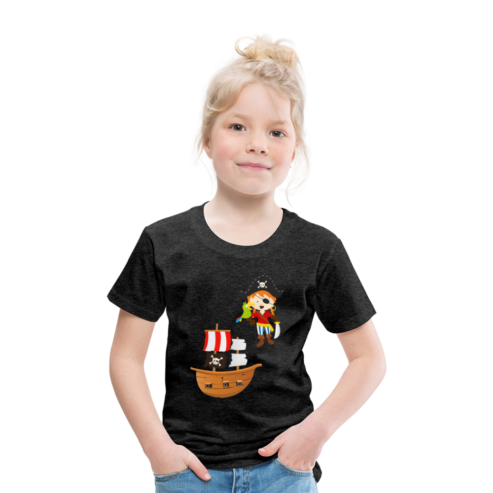 Kinder Premium T-Shirt - Pirat mit Piratenschiff - Anthrazit