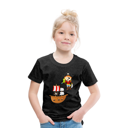 Kinder Premium T-Shirt - Pirat mit Piratenschiff - Anthrazit