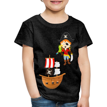 Kinder Premium T-Shirt - Pirat mit Piratenschiff - Anthrazit