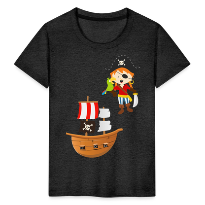 Kinder Premium T-Shirt - Pirat mit Piratenschiff - Anthrazit