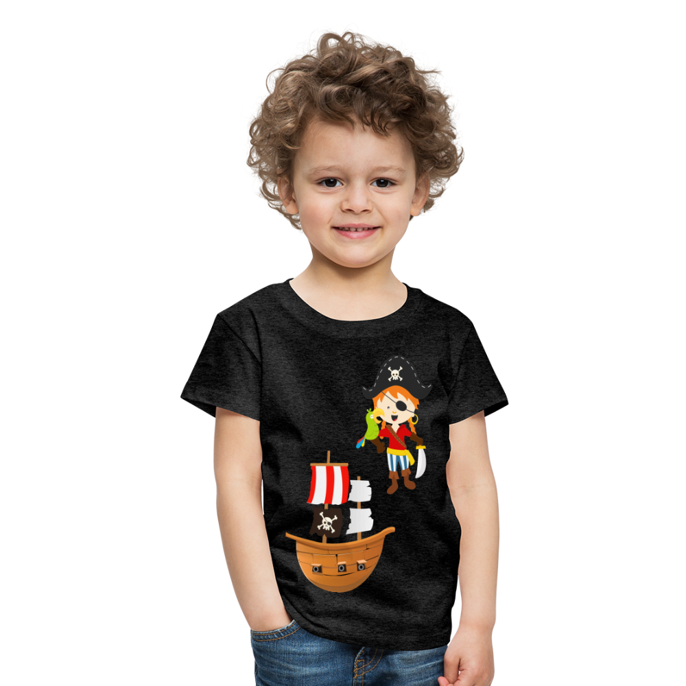 Kinder Premium T-Shirt - Pirat mit Piratenschiff - Anthrazit