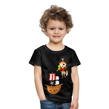 Kinder Premium T-Shirt - Pirat mit Piratenschiff - Anthrazit