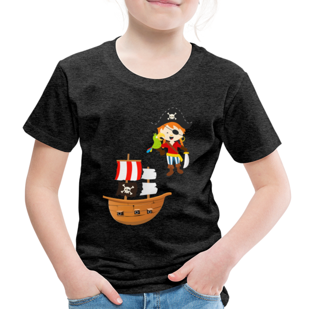 Kinder Premium T-Shirt - Pirat mit Piratenschiff - Anthrazit