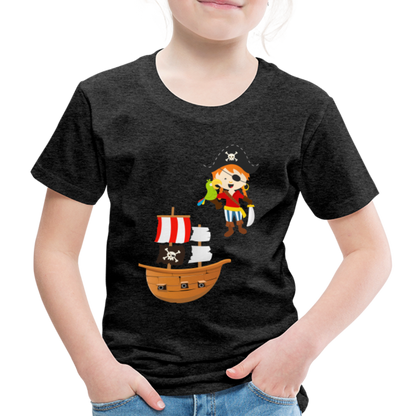 Kinder Premium T-Shirt - Pirat mit Piratenschiff - Anthrazit