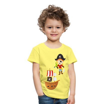 Kinder Premium T-Shirt - Pirat mit Piratenschiff - Gelb