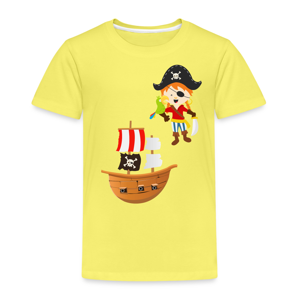 Kinder Premium T-Shirt - Pirat mit Piratenschiff - Gelb