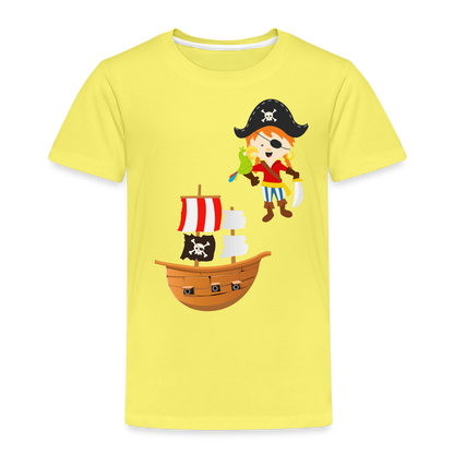 Kinder Premium T-Shirt - Pirat mit Piratenschiff - Gelb