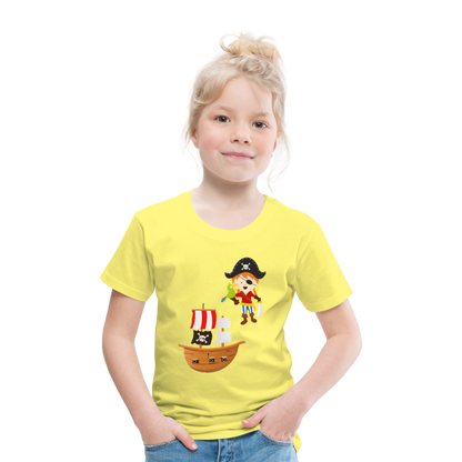 Kinder Premium T-Shirt - Pirat mit Piratenschiff - Gelb