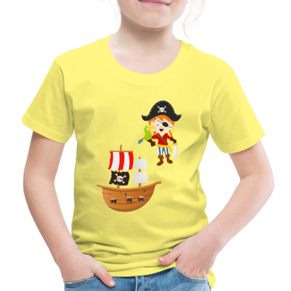 Kinder Premium T-Shirt - Pirat mit Piratenschiff - Gelb