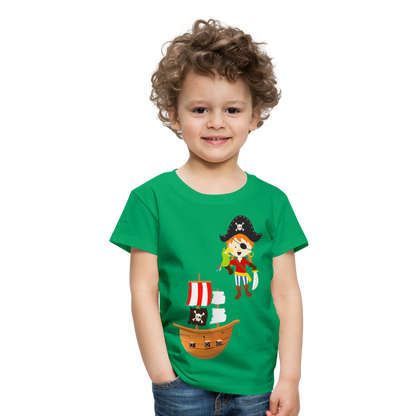 Kinder Premium T-Shirt - Pirat mit Piratenschiff - Kelly Green