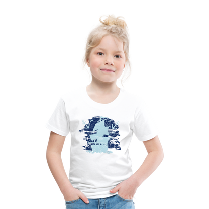 Kinder Premium T-Shirt - Schiff mit Anker - weiß