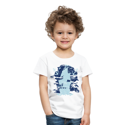 Kinder Premium T-Shirt - Schiff mit Anker - weiß