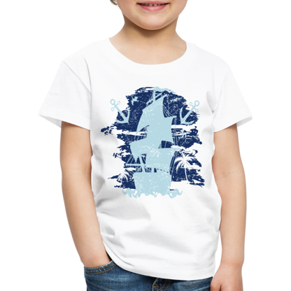 Kinder Premium T-Shirt - Schiff mit Anker - weiß