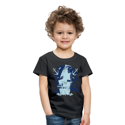 Kinder Premium T-Shirt - Schiff mit Anker - Schwarz