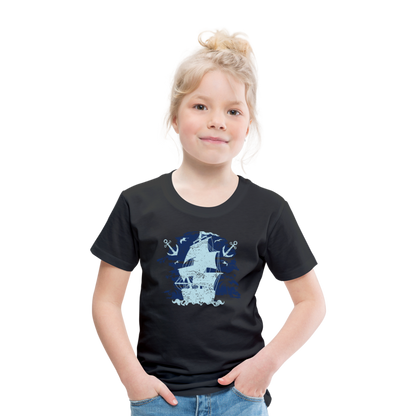 Kinder Premium T-Shirt - Schiff mit Anker - Schwarz