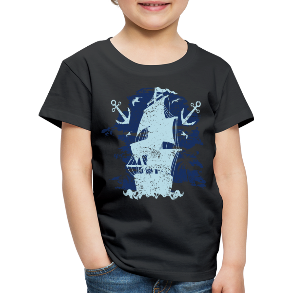 Kinder Premium T-Shirt - Schiff mit Anker - Schwarz