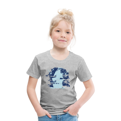 Kinder Premium T-Shirt - Schiff mit Anker - Grau meliert