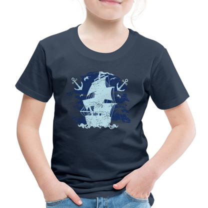 Kinder Premium T-Shirt - Schiff mit Anker - Navy