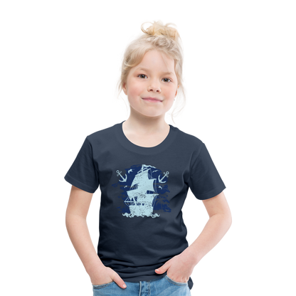 Kinder Premium T-Shirt - Schiff mit Anker - Navy