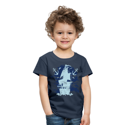 Kinder Premium T-Shirt - Schiff mit Anker - Navy