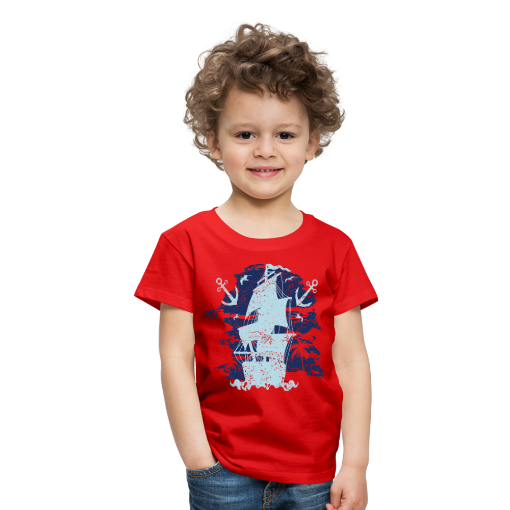 Kinder Premium T-Shirt - Schiff mit Anker - Rot