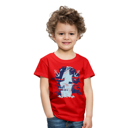 Kinder Premium T-Shirt - Schiff mit Anker - Rot