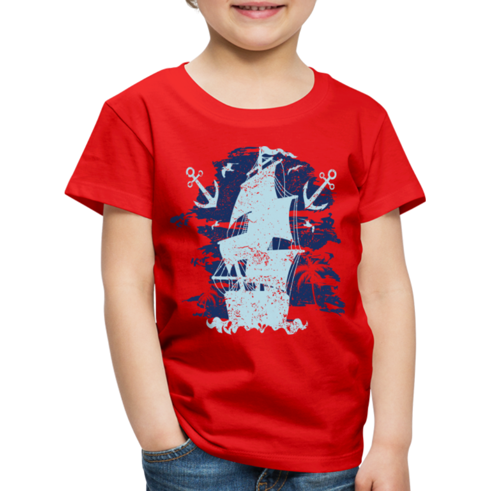 Kinder Premium T-Shirt - Schiff mit Anker - Rot