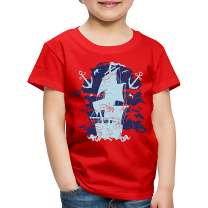 Kinder Premium T-Shirt - Schiff mit Anker - Rot