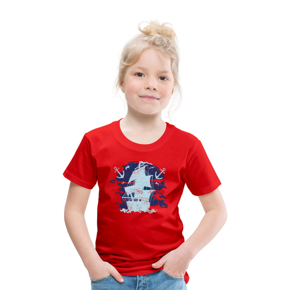 Kinder Premium T-Shirt - Schiff mit Anker - Rot