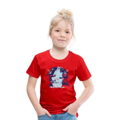 Kinder Premium T-Shirt - Schiff mit Anker - Rot