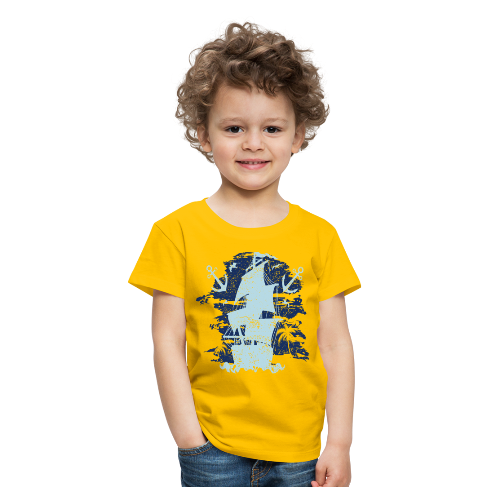 Kinder Premium T-Shirt - Schiff mit Anker - Sonnengelb