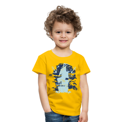 Kinder Premium T-Shirt - Schiff mit Anker - Sonnengelb