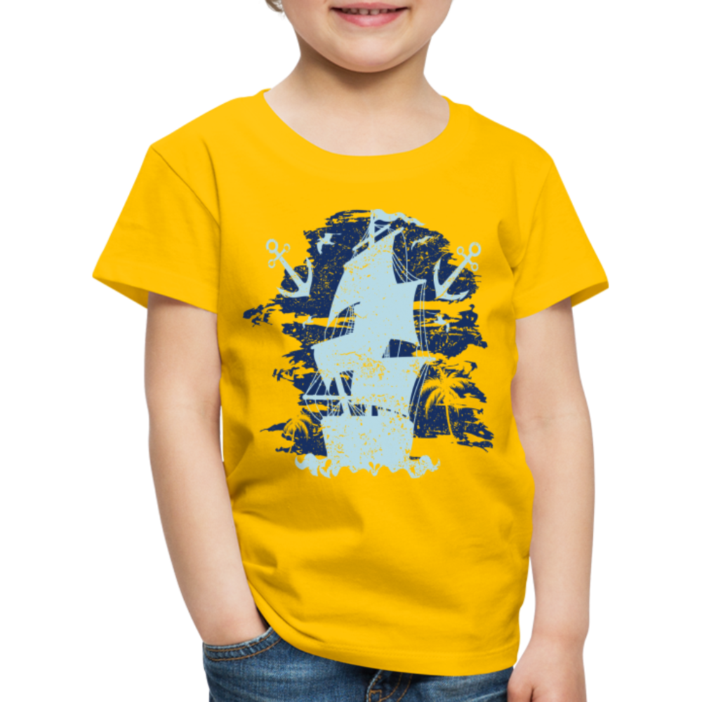 Kinder Premium T-Shirt - Schiff mit Anker - Sonnengelb