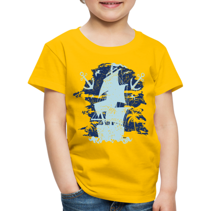 Kinder Premium T-Shirt - Schiff mit Anker - Sonnengelb