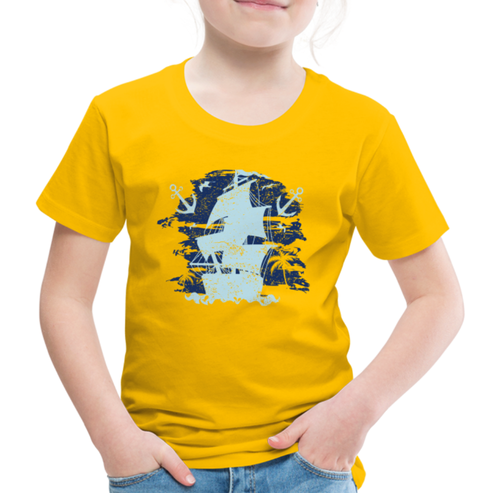 Kinder Premium T-Shirt - Schiff mit Anker - Sonnengelb