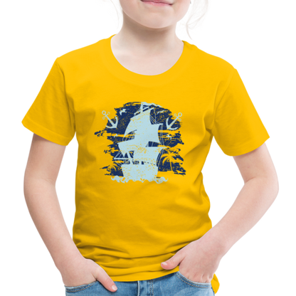 Kinder Premium T-Shirt - Schiff mit Anker - Sonnengelb