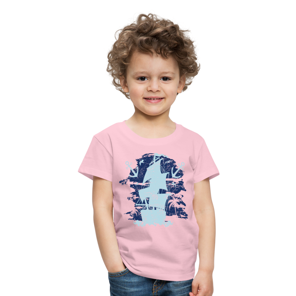 Kinder Premium T-Shirt - Schiff mit Anker - Hellrosa