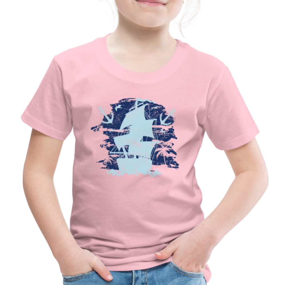 Kinder Premium T-Shirt - Schiff mit Anker - Hellrosa