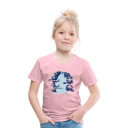 Kinder Premium T-Shirt - Schiff mit Anker - Hellrosa