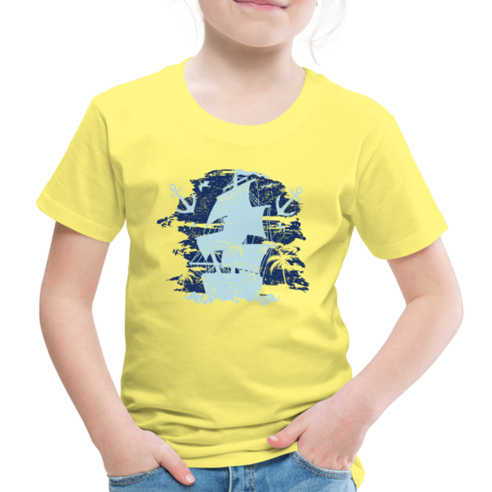 Kinder Premium T-Shirt - Schiff mit Anker - Gelb