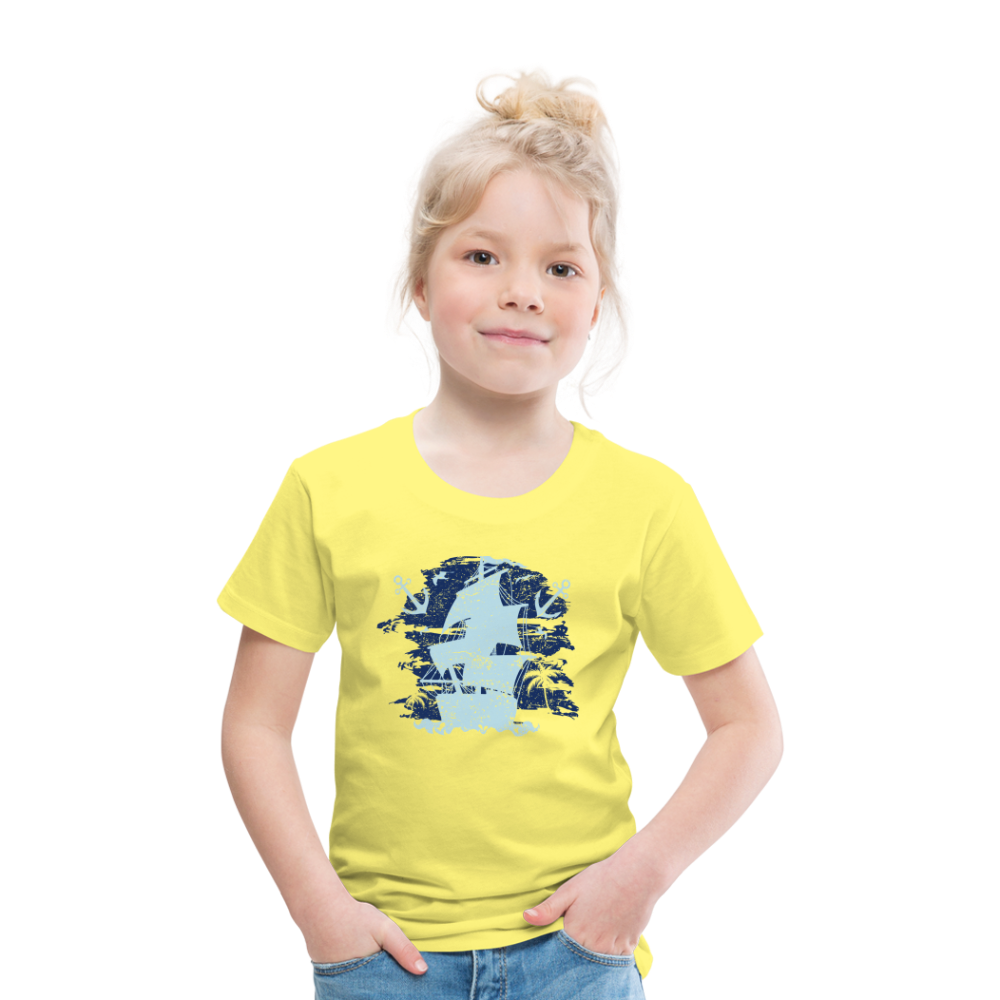 Kinder Premium T-Shirt - Schiff mit Anker - Gelb