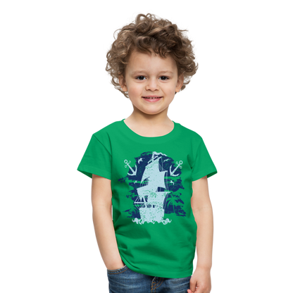 Kinder Premium T-Shirt - Schiff mit Anker - Kelly Green