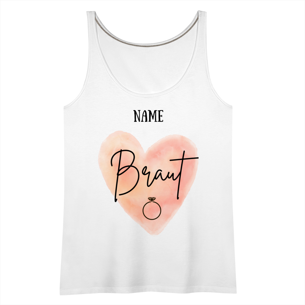 Frauen Premium Tank Top JGA für die Braut- personalisierbar - weiß